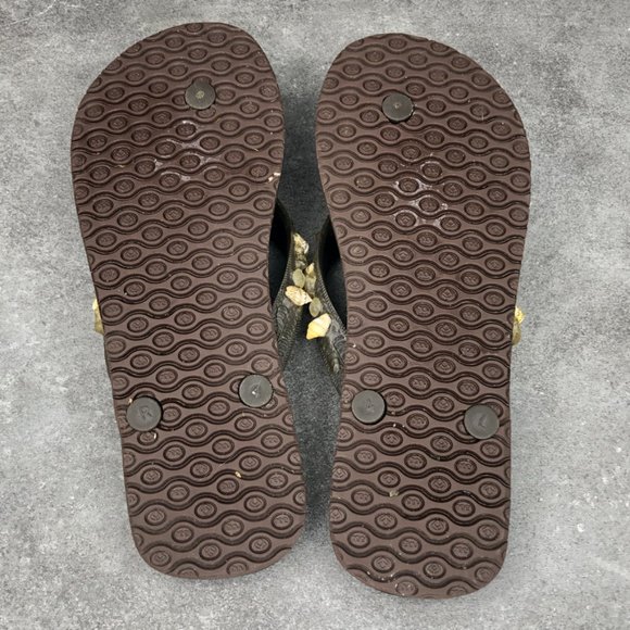 Reef Seashell Rock Studded Flip Flop Thong Sandals, Brown, Women's 6 - Picture 6 of 6
